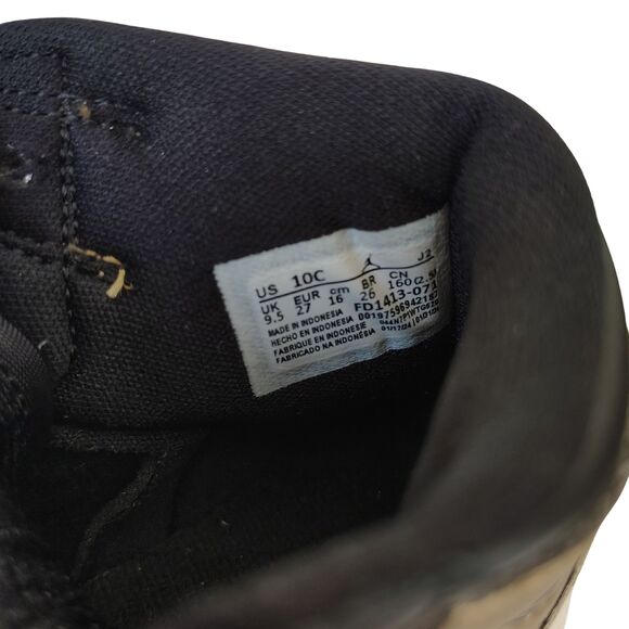 Nike AIR JORDAN 1 Retro High OG TD Black Metallic Gold Toddler 10C Hi Top Shoes - Picture 7 of 8